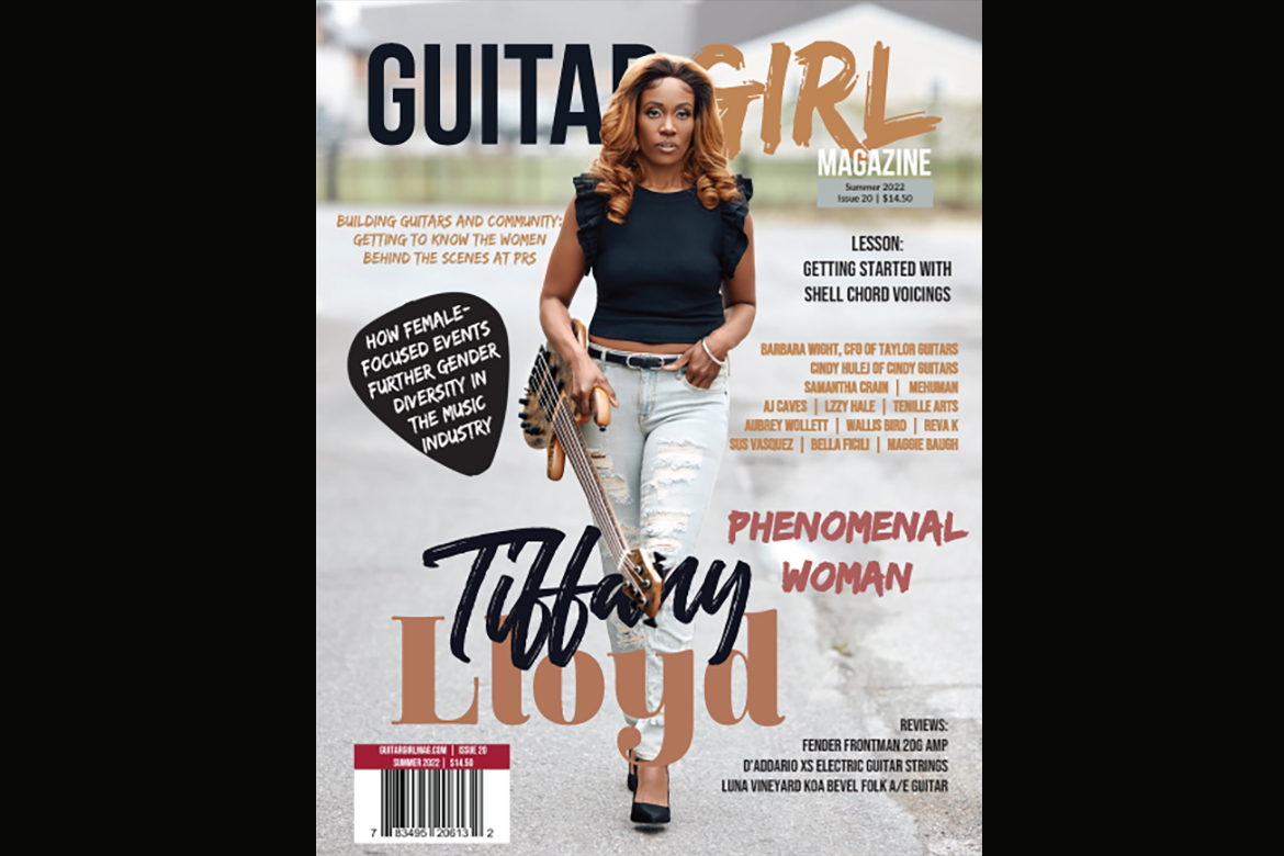 Tiffsbass featured on Cover of Guitar Girl Magazine Summer 2022